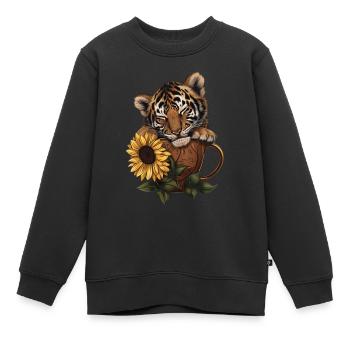 Tiger - Kinder Premium Organic Sweatshirt - Schwarz - Vorne - AI Model Kid Female (0cm)