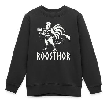 Hahn Roosthor lustige Wikinger Huhn Wortspiel Neuheit - Kinder Premium Organic Sweatshirt - Schwarz - Vorne - AI Model Kid Female (0cm)