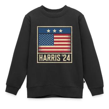 Harris 2024 Vintage Election Patriotic Campaign - Kids Premium Organic Sweatshirt - black - Front - AI Model Kid Female (0cm)