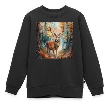 Chevreuil - Sweat Premium enfant bio - noir - Devant - AI Model Kid Female (0cm)
