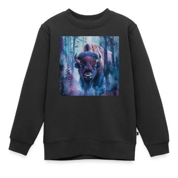 Bison - Sweat Premium enfant bio - noir - Devant - AI Model Kid Female (0cm)