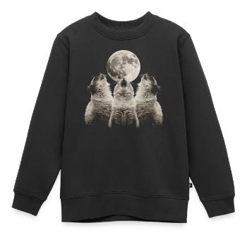 Chat de l’Himalaya Lune hurlante - Sweat Premium enfant bio - noir - Devant - AI Model Kid Female (0cm)