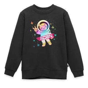 AIDEN - Schöner Jungen Name mit süßem Astronaut - Kinder Premium Organic Sweatshirt - Schwarz - Vorne - AI Model Kid Female (0cm)