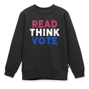 Read Think Vote - Kinder Premium Organic Sweatshirt - Schwarz - Vorne - AI Model Kid Female (0cm)