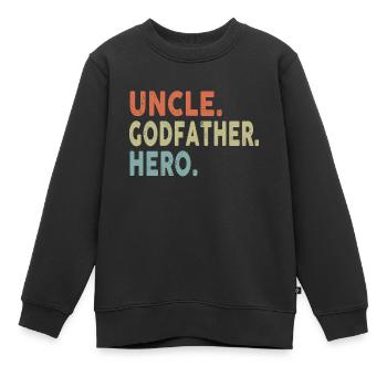 Onkel Pate Held - Kinder Premium Organic Sweatshirt - Schwarz - Vorne - AI Model Kid Female (0cm)