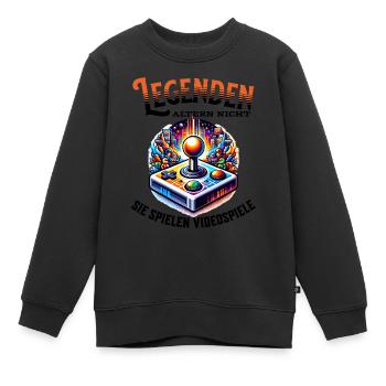 Legenden altern nicht sie gehen Videospiele - Kinder Premium Organic Sweatshirt - Schwarz - Vorne - AI Model Kid Female (0cm)