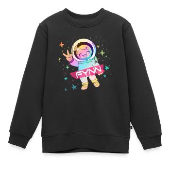 FYNN - Beau nom de garçon avec astronaute mignon - Sweat Premium enfant bio - noir - Devant - AI Model Kid Female (0cm)