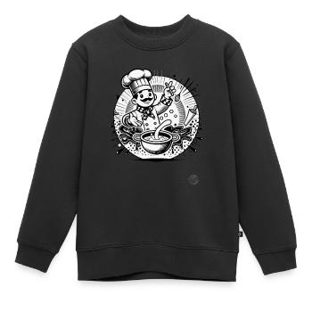 Le Chef - le chef en cuisine - Sweat Premium enfant bio - noir - Devant - AI Model Kid Female (0cm)