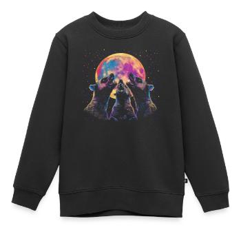 Miel Blaireau Ratel Lune Hurlante - Sweat Premium enfant bio - noir - Devant - AI Model Kid Female (0cm)