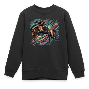 Springreiter - Kinder Premium Organic Sweatshirt - Schwarz - Vorne - AI Model Kid Female (0cm)