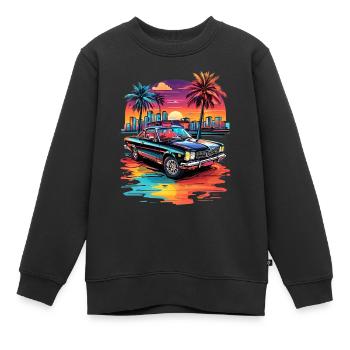 Retro Car Cruiser bei Sonnenuntergang - Kinder Premium Organic Sweatshirt - Schwarz - Vorne - AI Model Kid Female (0cm)