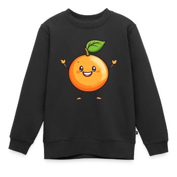 Lustige Orange - Kinder Premium Organic Sweatshirt - Schwarz - Vorne - AI Model Kid Female (0cm)