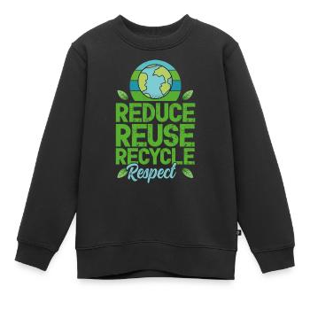 Jour de la Terre 22 avril : réduire, réutiliser, recycler - Sweat Premium enfant bio - noir - Devant - AI Model Kid Female (0cm)