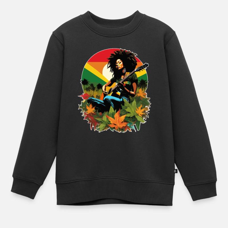 Guitariste de reggae rastafari - Sweat Premium enfant bio - noir