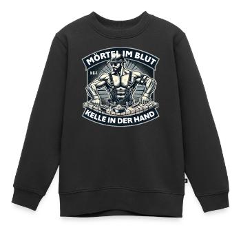 Mortier dans le sang, truelle à la main - Sweat Premium enfant bio - noir - Devant - AI Model Kid Female (0cm)