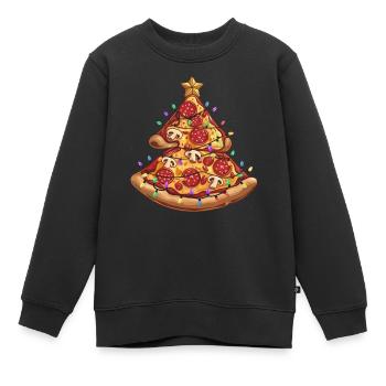 Pizza Christmas Tree Pepperoni Food Gifts for Kids - Kinder Premium Organic Sweatshirt - Schwarz - Vorne - AI Model Kid Female (0cm)