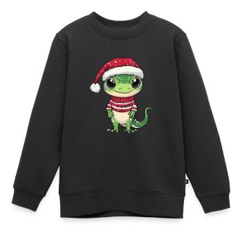 Echse Weihnachten - Kinder Premium Organic Sweatshirt - Schwarz - Vorne - AI Model Kid Female (0cm)