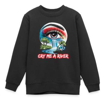 Auge mit Wasserfall für eine Kunstliebhaber - Kinder Premium Organic Sweatshirt - Schwarz - Vorne - AI Model Kid Female (0cm)
