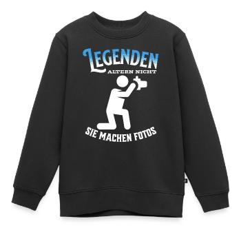 Legenden altern nicht sie gehen Foto - Kinder Premium Organic Sweatshirt - Schwarz - Vorne - AI Model Kid Female (0cm)