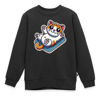 Cute kitty on a blanket wants belly rubs - Kids Premium Organic Sweatshirt - black - Front - AI Model Kid Female (0cm)