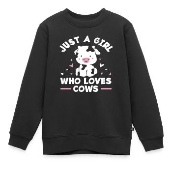 Nur Ein Mädchen Das Kühe Liebt - Kinder Premium Organic Sweatshirt - Schwarz - Vorne - AI Model Kid Female (0cm)