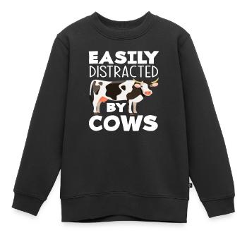 Leicht Von Kühen Abgelenkt - Kinder Premium Organic Sweatshirt - Schwarz - Vorne - AI Model Kid Female (0cm)