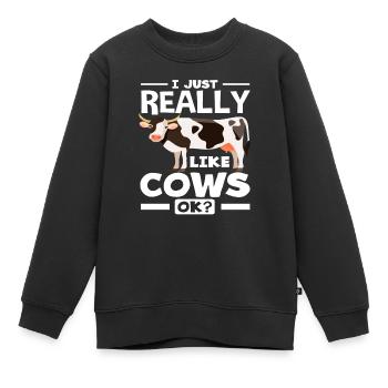 Ich Mag Kühe Wirklich Ok Kuh Fan - Kinder Premium Organic Sweatshirt - Schwarz - Vorne - AI Model Kid Female (0cm)