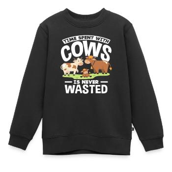 Zeit Mit Kühen Verbringen Ist Nie Verschwendet - Kinder Premium Organic Sweatshirt - Schwarz - Vorne - AI Model Kid Female (0cm)
