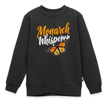 Papillon, murmure à l’oreille du monarque, entomologiste - Sweat Premium enfant bio - noir - Devant - AI Model Kid Female (0cm)