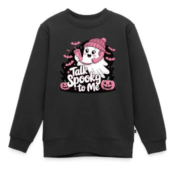 Halloween Ghost Funny Talk Spooky To Me - Kinder Premium Organic Sweatshirt - Schwarz - Vorne - AI Model Kid Female (0cm)