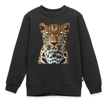 Leopard - Kinder Premium Organic Sweatshirt - Schwarz - Vorne - AI Model Kid Female (0cm)