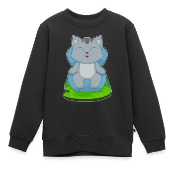 Katze Sessel - Kinder Premium Organic Sweatshirt - Schwarz - Vorne - AI Model Kid Female (0cm)