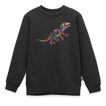 Velociraptor Dinosaurier Popart - Kinder Premium Organic Sweatshirt - Schwarz - Vorne - AI Model Kid Female (0cm)