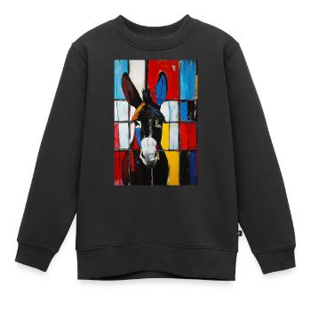 Esel - Kinder Premium Organic Sweatshirt - Schwarz - Vorne - AI Model Kid Female (0cm)