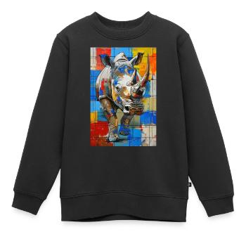 Nashorn - Kinder Premium Organic Sweatshirt - Schwarz - Vorne - AI Model Kid Female (0cm)