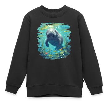 Lamantins Seekuh Lamantin - Sweat Premium enfant bio - noir - Devant - AI Model Kid Female (0cm)