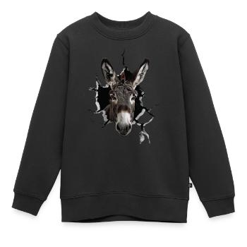 Esel - Kinder Premium Organic Sweatshirt - Schwarz - Vorne - AI Model Kid Female (0cm)