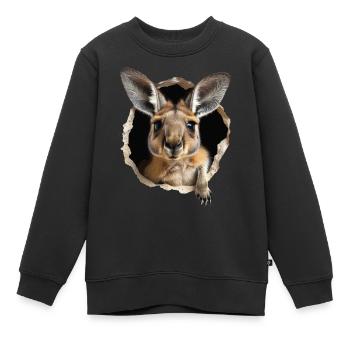 Kangourou - Sweat Premium enfant bio - noir - Devant - AI Model Kid Female (0cm)
