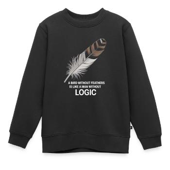 Un homme sans logique est comme un oiseau sans plume - Sweat Premium enfant bio - noir - Devant - AI Model Kid Female (0cm)