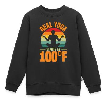 Heat things up with our "real yoga" - Kids Premium Organic Sweatshirt - black - Front - AI Model Kid Female (0cm)