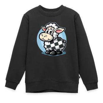 Motif à carreaux avec de mignons moutons de dessin animé - Sweat Premium enfant bio - noir - Devant - AI Model Kid Female (0cm)