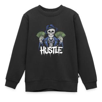 Hustle hart Geld verdienen Skelett - Kinder Premium Organic Sweatshirt - Schwarz - Vorne - AI Model Kid Female (0cm)