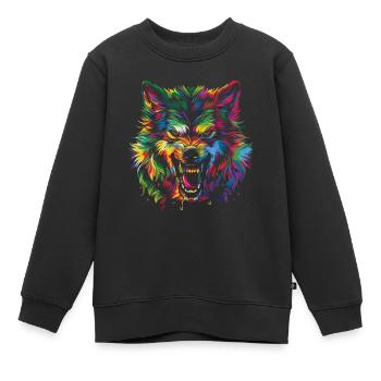 Loup-garou Loup Popart - Sweat Premium enfant bio - noir - Devant - AI Model Kid Female (0cm)