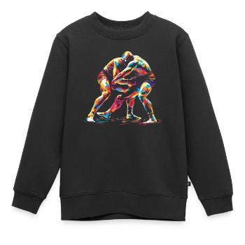 Ringen Ringer Popart - Kinder Premium Organic Sweatshirt - Schwarz - Vorne - AI Model Kid Female (0cm)