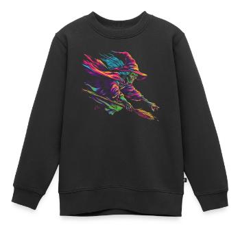 Hexenbesen Halloween Spooky Popart - Kinder Premium Organic Sweatshirt - Schwarz - Vorne - AI Model Kid Female (0cm)