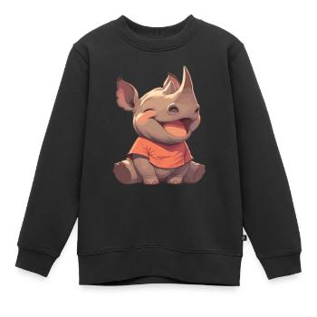Rhino Nashörner Nashorn - Kinder Premium Organic Sweatshirt - Schwarz - Vorne - AI Model Kid Female (0cm)