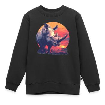 Rhino Nashörner Nashorn - Kinder Premium Organic Sweatshirt - Schwarz - Vorne - AI Model Kid Female (0cm)