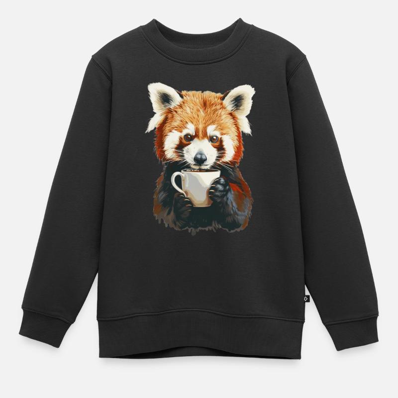 Roter Panda - Kinder Premium Organic Sweatshirt - Schwarz