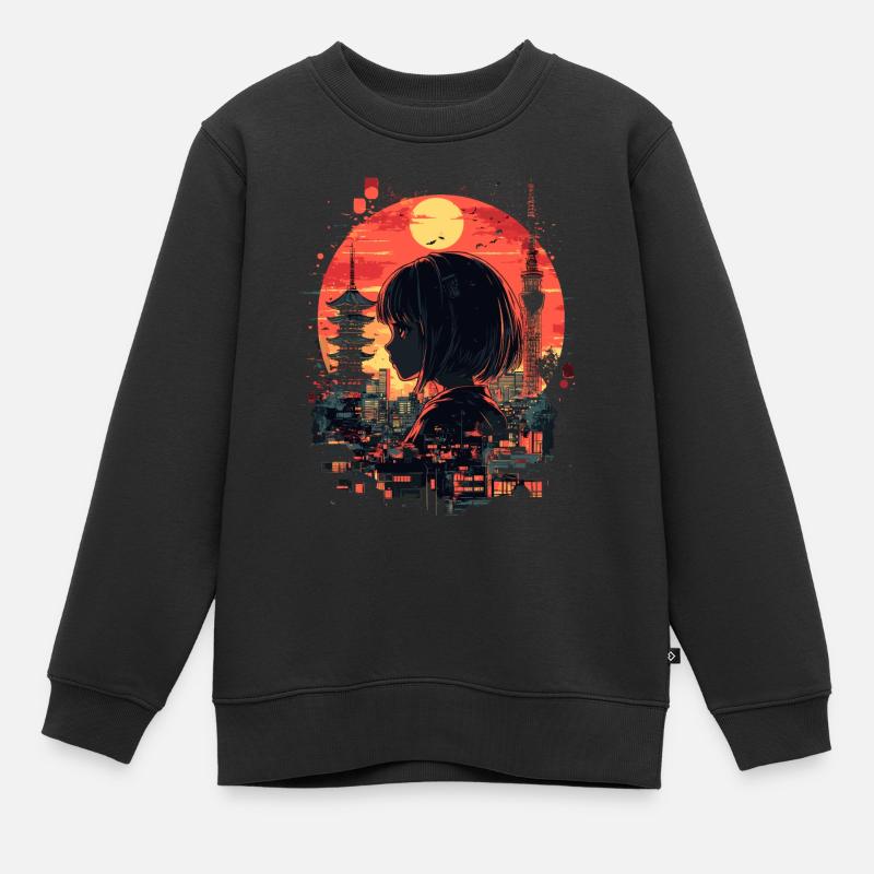 Anime Mädchen Japan - Kinder Premium Organic Sweatshirt - Schwarz