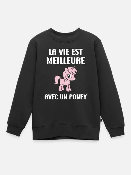 Humour poney - Sweat Premium enfant bio - noir